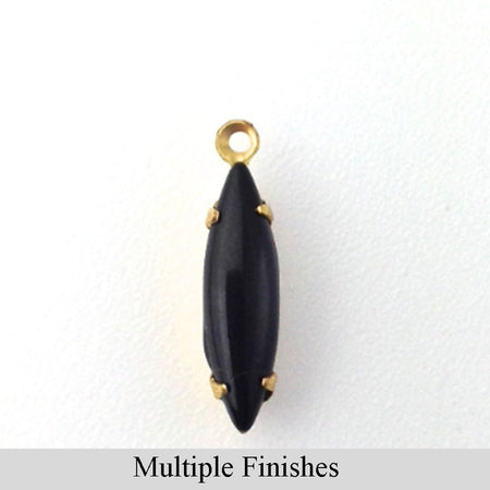 15x4mm Black Glass Navette Stone in 1 Loop Setting