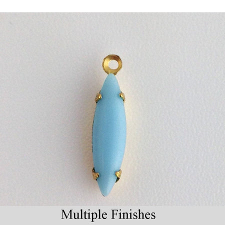 15x4mm Light Blue Glass Navette Stone in 1 Loop Setting