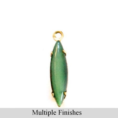 15x4mm Green to Black Glass Navette Stone in 1 Loop Setting