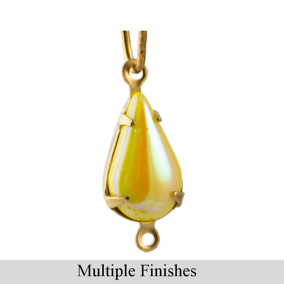 13x8mm Yellow AB Glass Teardrop Stone in 2 Loop Setting