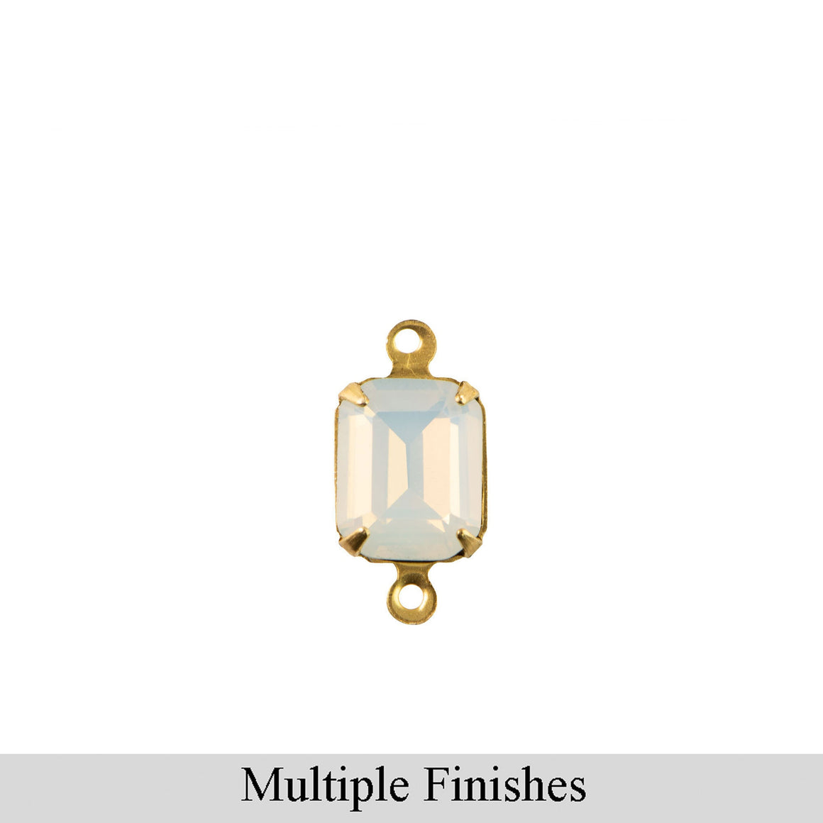 10x8mm White Opal Faceted Glass Octagon Stone in 2 Loop Setting