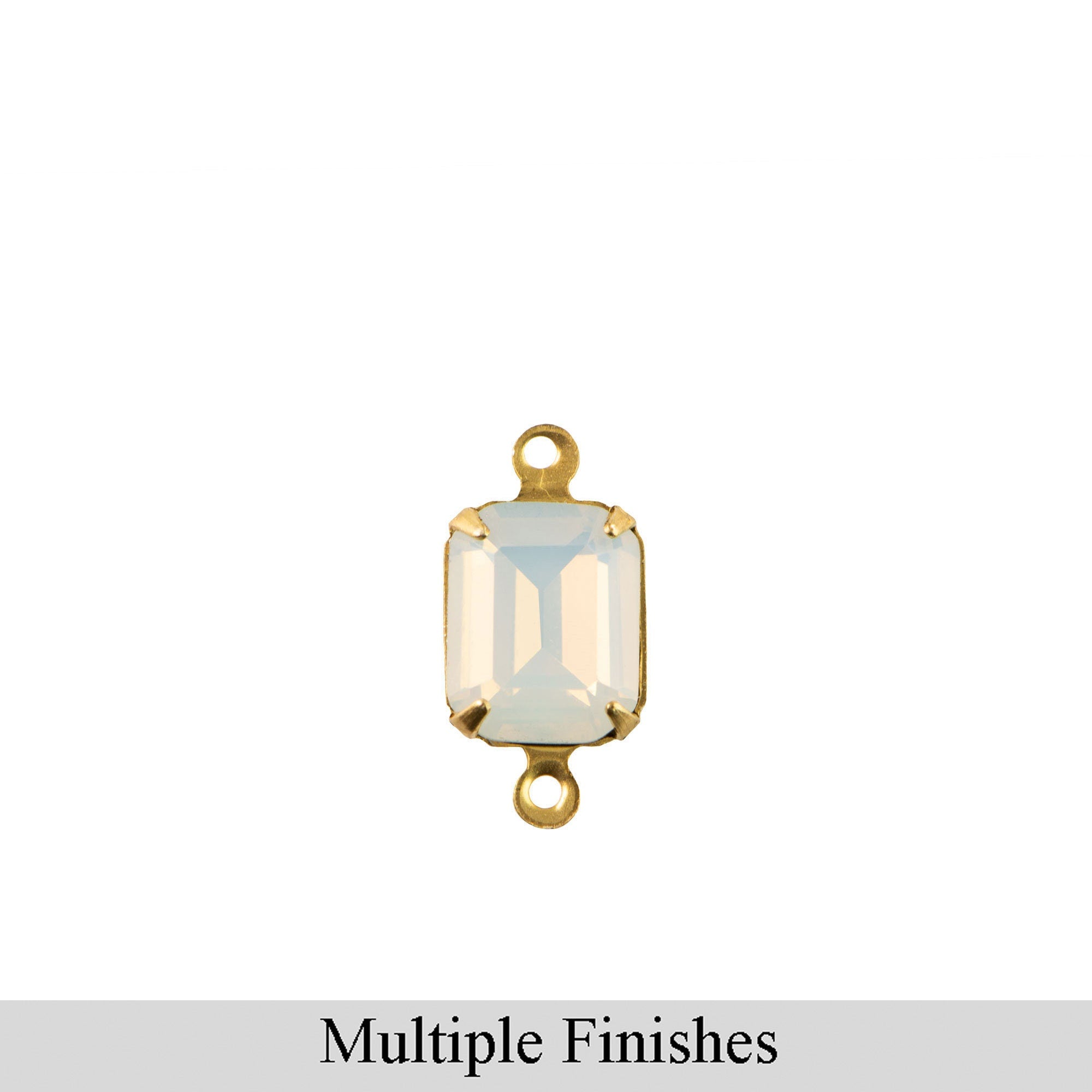 10x8mm White Opal Faceted Glass Octagon Stone in 2 Loop Setting