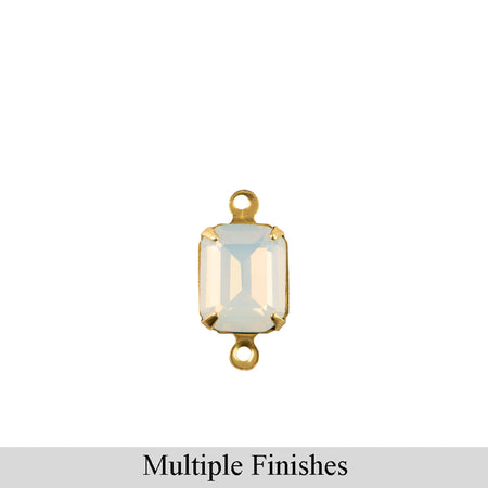 10x8mm White Opal Faceted Glass Octagon Stone in 2 Loop Setting