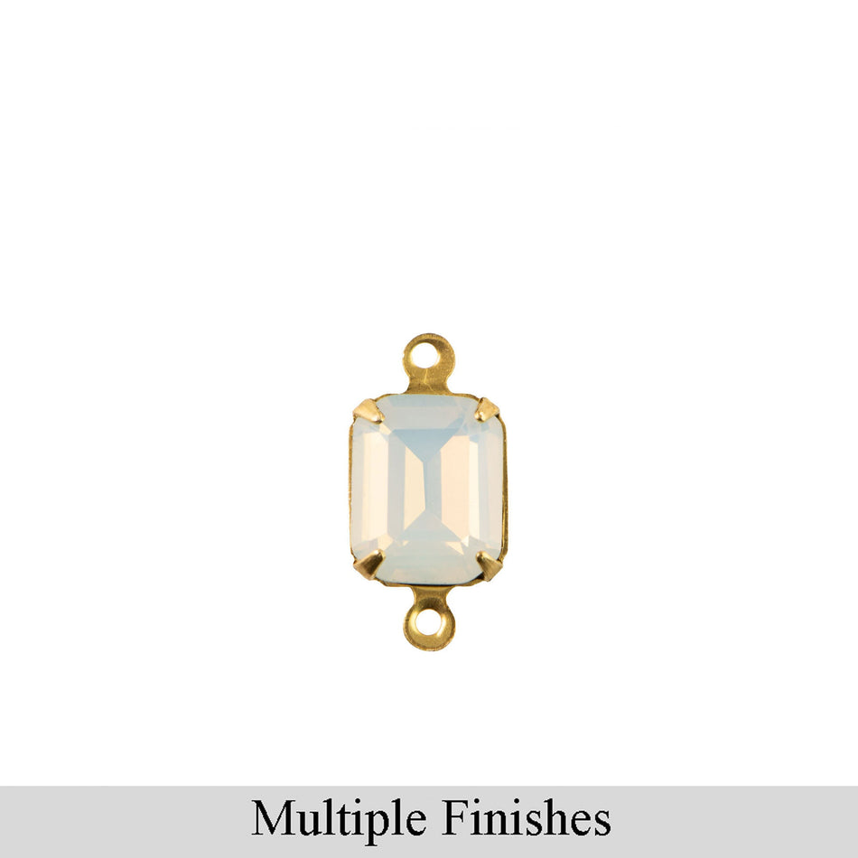 10x8mm White Opal Faceted Glass Octagon Stone in 2 Loop Setting