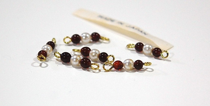 Vintage Topaz and Pearl Bead Connector Drops Japan drp008