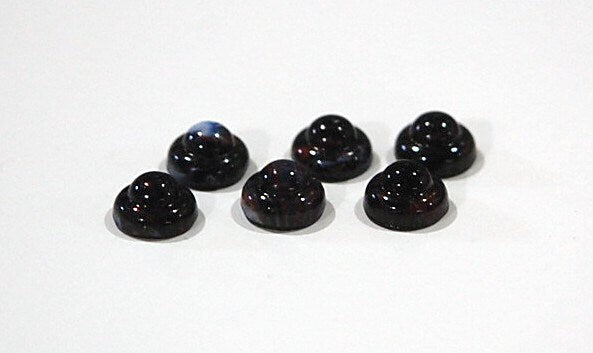 Vintage Gray and Black with Rust Ball Top Glass Cabochons 7mm cab701T