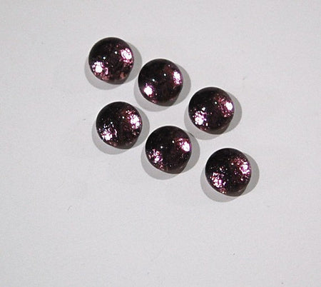 Vintage Amethyst Glass Foiled Cabochons with Textured Flat Back 7mm cab701V