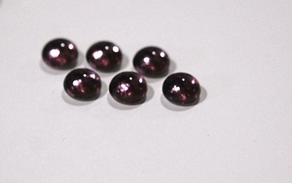 Vintage Amethyst Glass Foiled Cabochons with Textured Flat Back 7mm cab701V