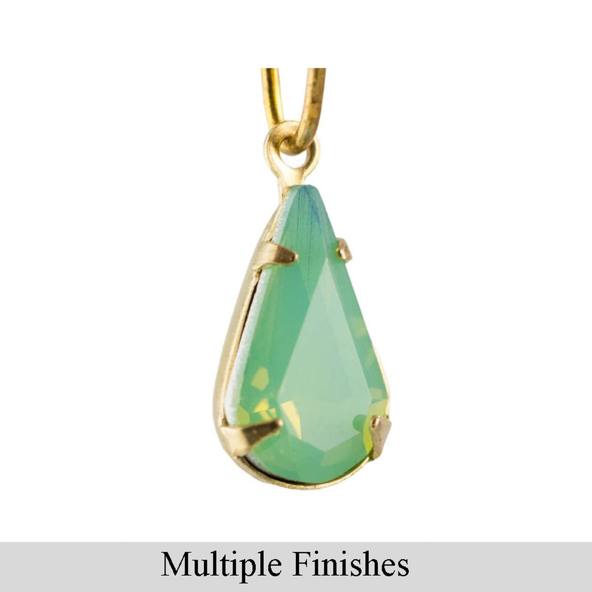 13x8mm Green Opal Faceted Glass Teardrop Stone in 1 Loop Setting
