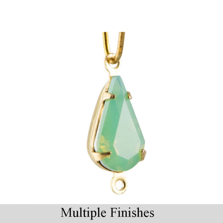 13x8mm Green Opal Faceted Glass Teardrop Stone in 2 Loop Setting