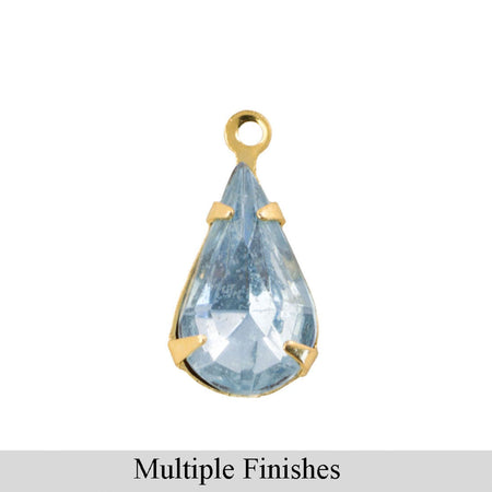 13x8mm Light Sapphire Faceted Glass Teardrop Stone in 1 Loop Setting