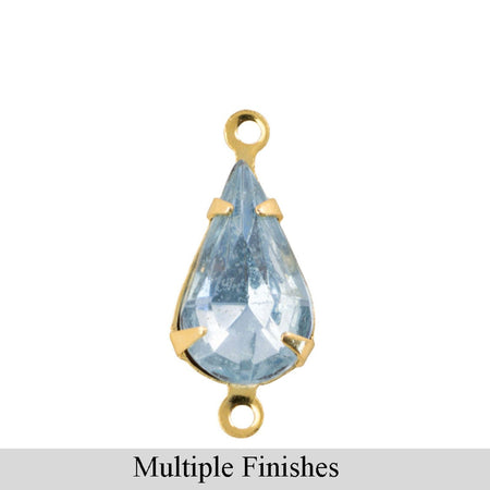 13x8mm Light Sapphire Faceted Glass Teardrop Stone in 2 Loop Setting