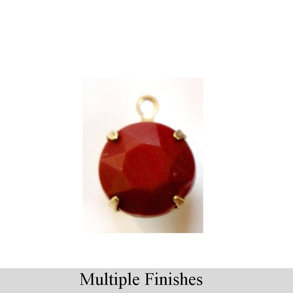 48ss Burgundy Faceted Glass Round Stone in 1 Loop Setting