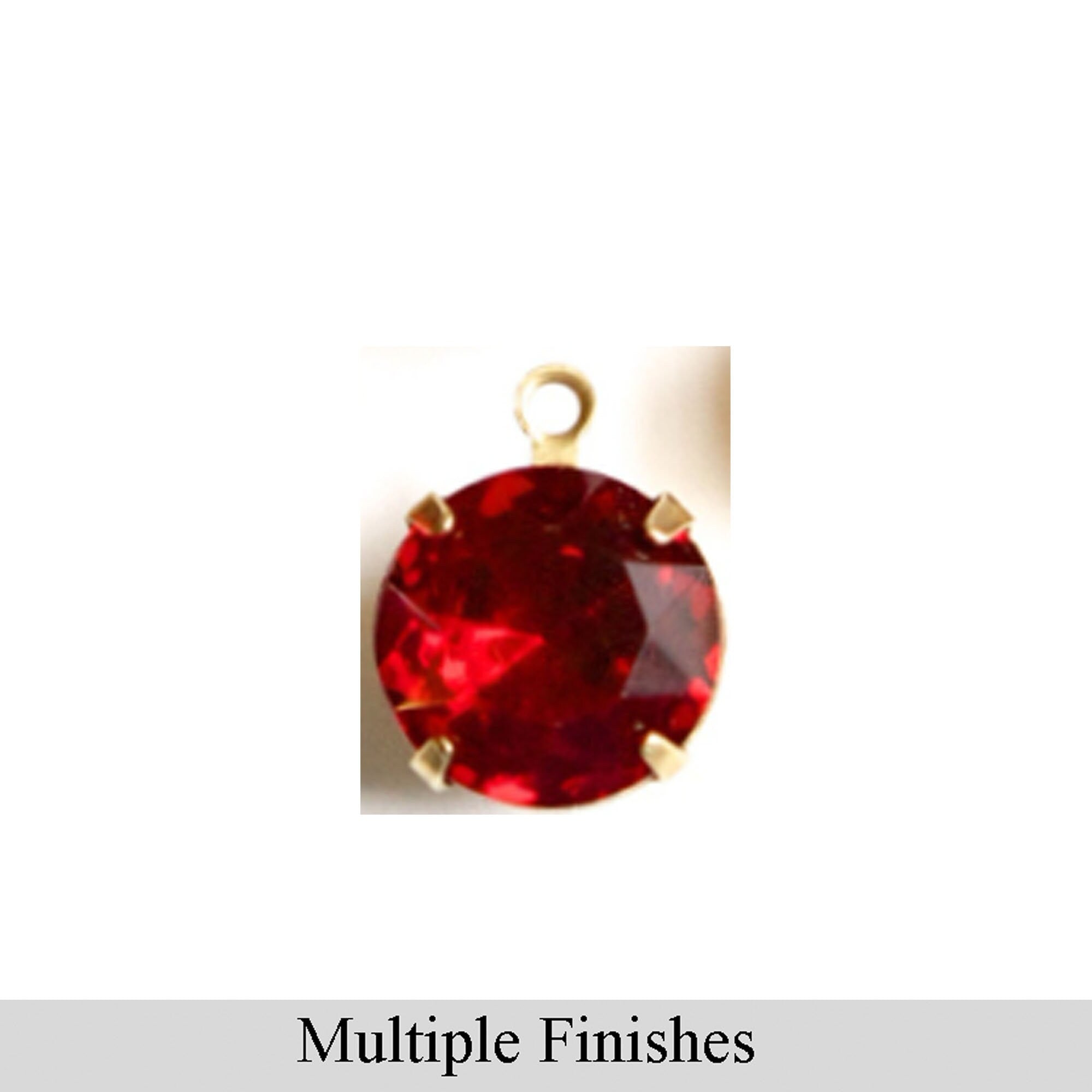 48ss Ruby Faceted Glass Round Stone in 1 Loop Setting