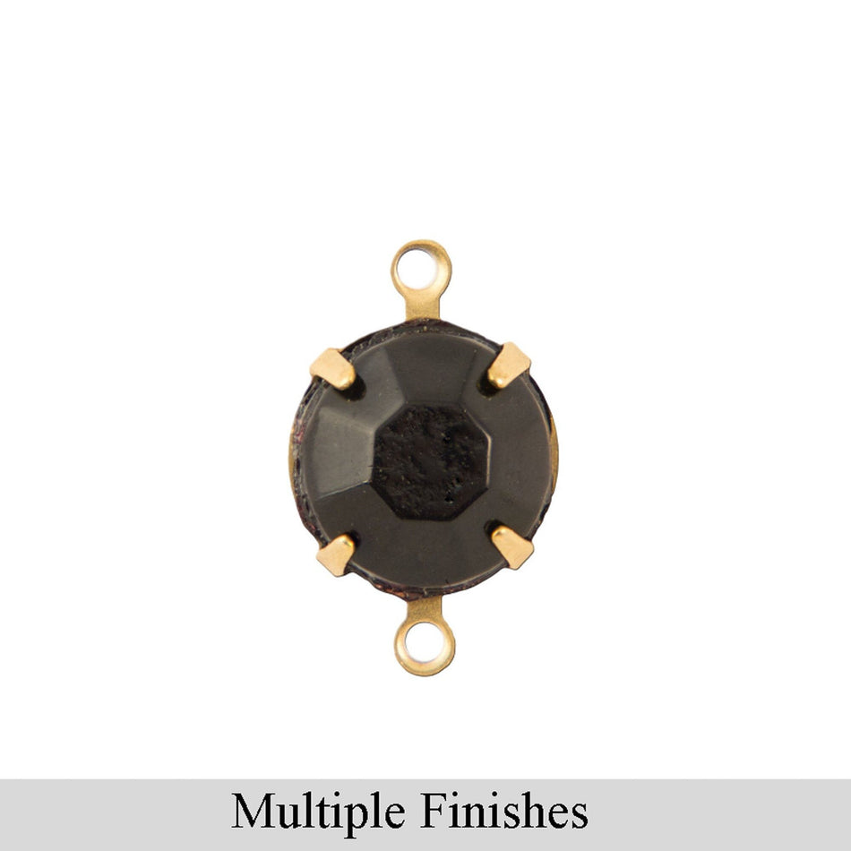 48ss Black Faceted Glass Round Stone in 2 Loop Setting