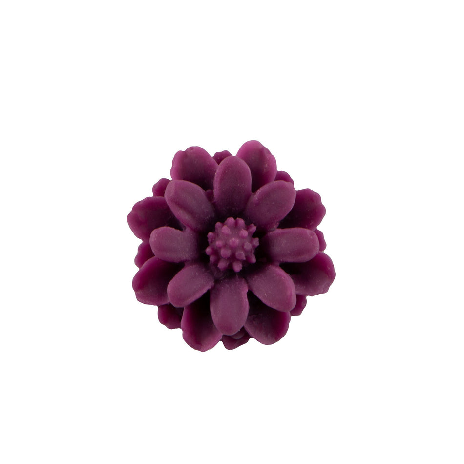 12mm Matte Dark Purple Flower Acrylic Cabochon (6)