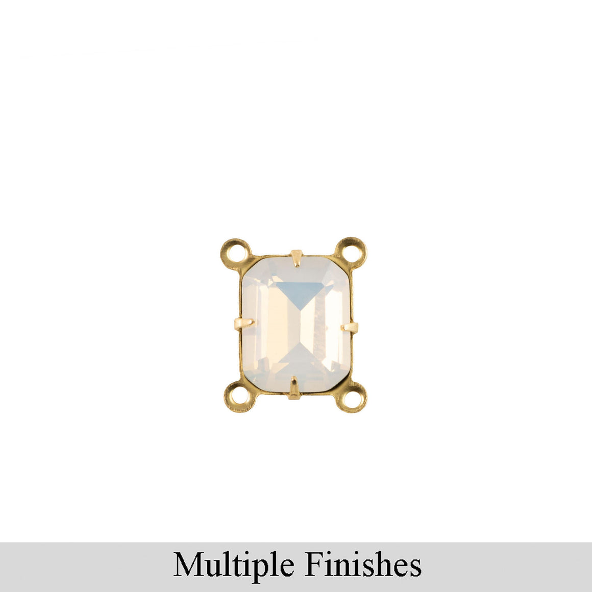 10x8mm White Opal Faceted Glass Octagon Stone in 4 Loop Setting
