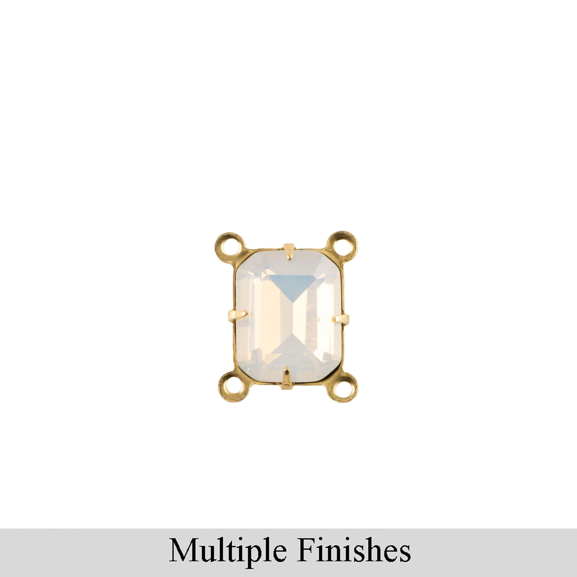 10x8mm White Opal Faceted Glass Octagon Stone in 4 Loop Setting