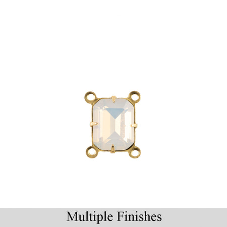 10x8mm White Opal Faceted Glass Octagon Stone in 4 Loop Setting