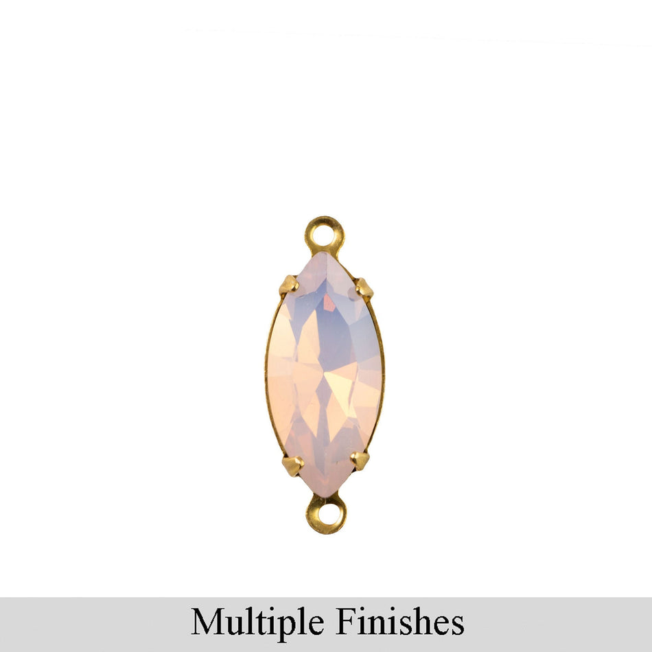15x7mm Pink Opal Faceted Glass Navette Stone in 2 Loop Setting