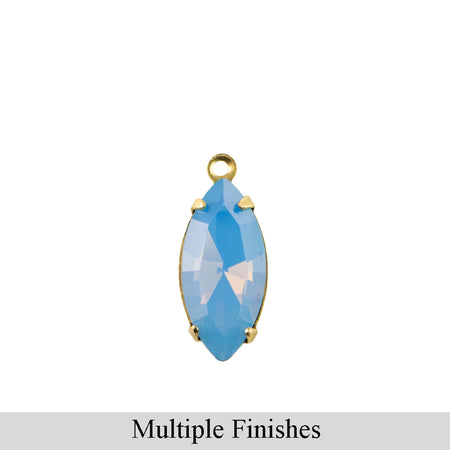 15x7mm Blue Opal Faceted Glass Navette Stone in 1 Loop Setting