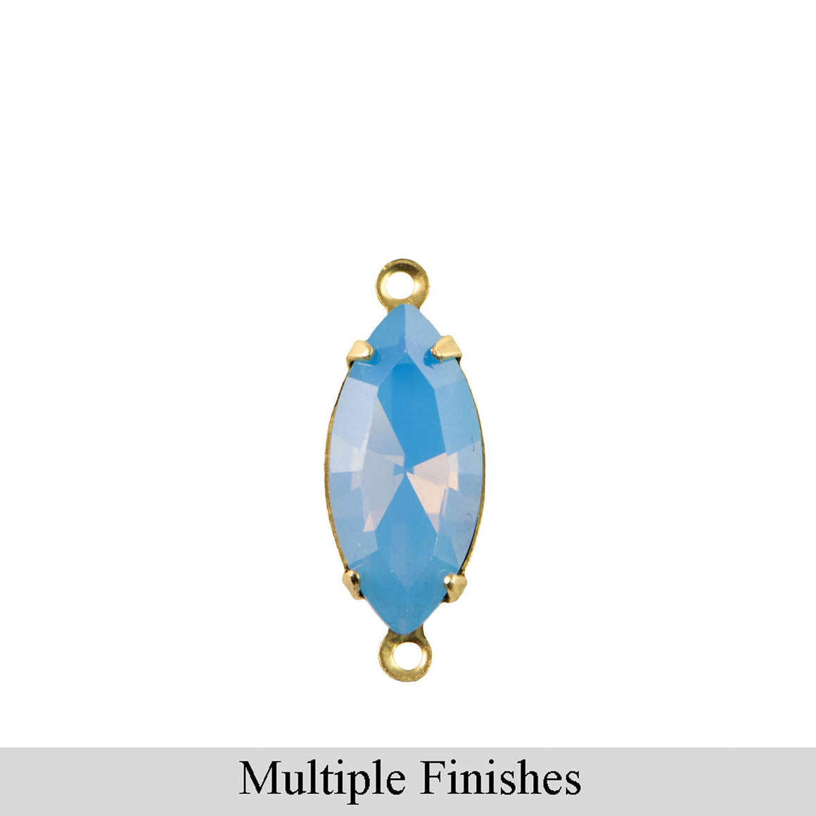 15x7mm Blue Opal Faceted Glass Navette Stone in 2 Loop Setting