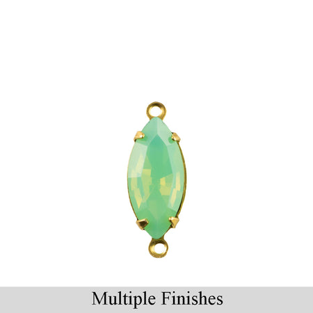 15x7mm Green Opal Faceted Glass Navette Stone in 2 Loop Setting