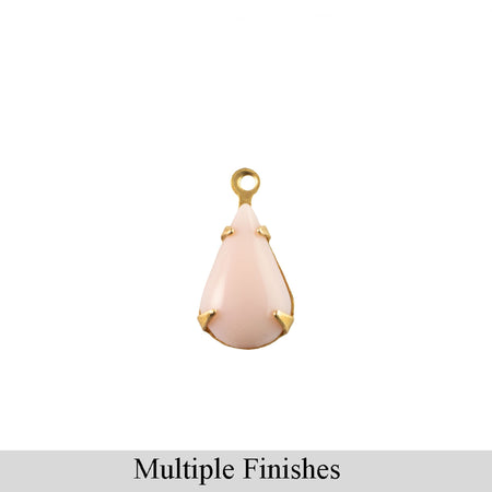13x8mm Pink Glass Teardrop Stone in 1 Loop Setting
