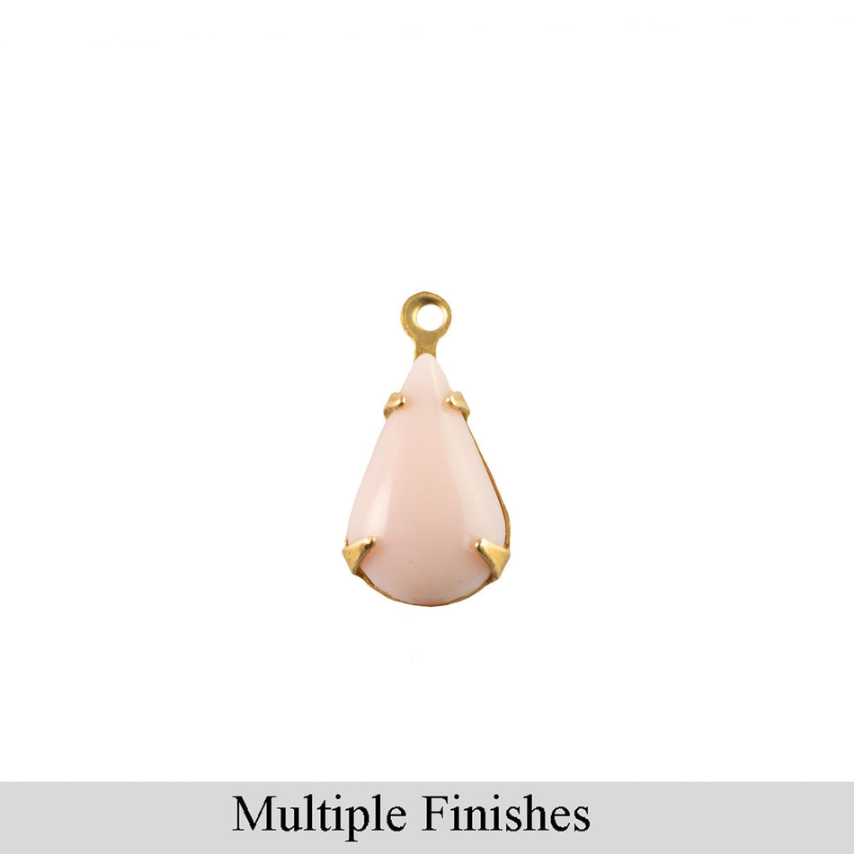 13x8mm Pink Glass Teardrop Stone in 1 Loop Setting