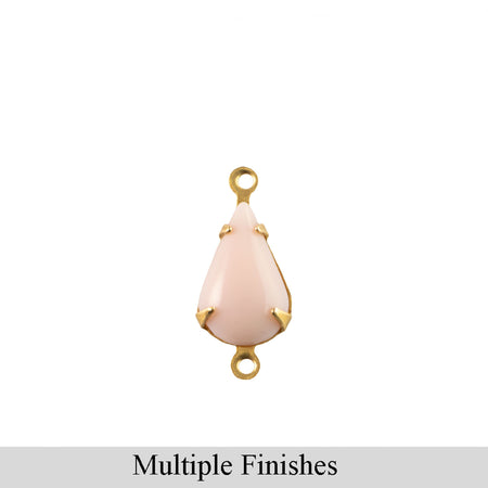 13x8mm Pink Glass Teardrop Stone in 2 Loop Setting