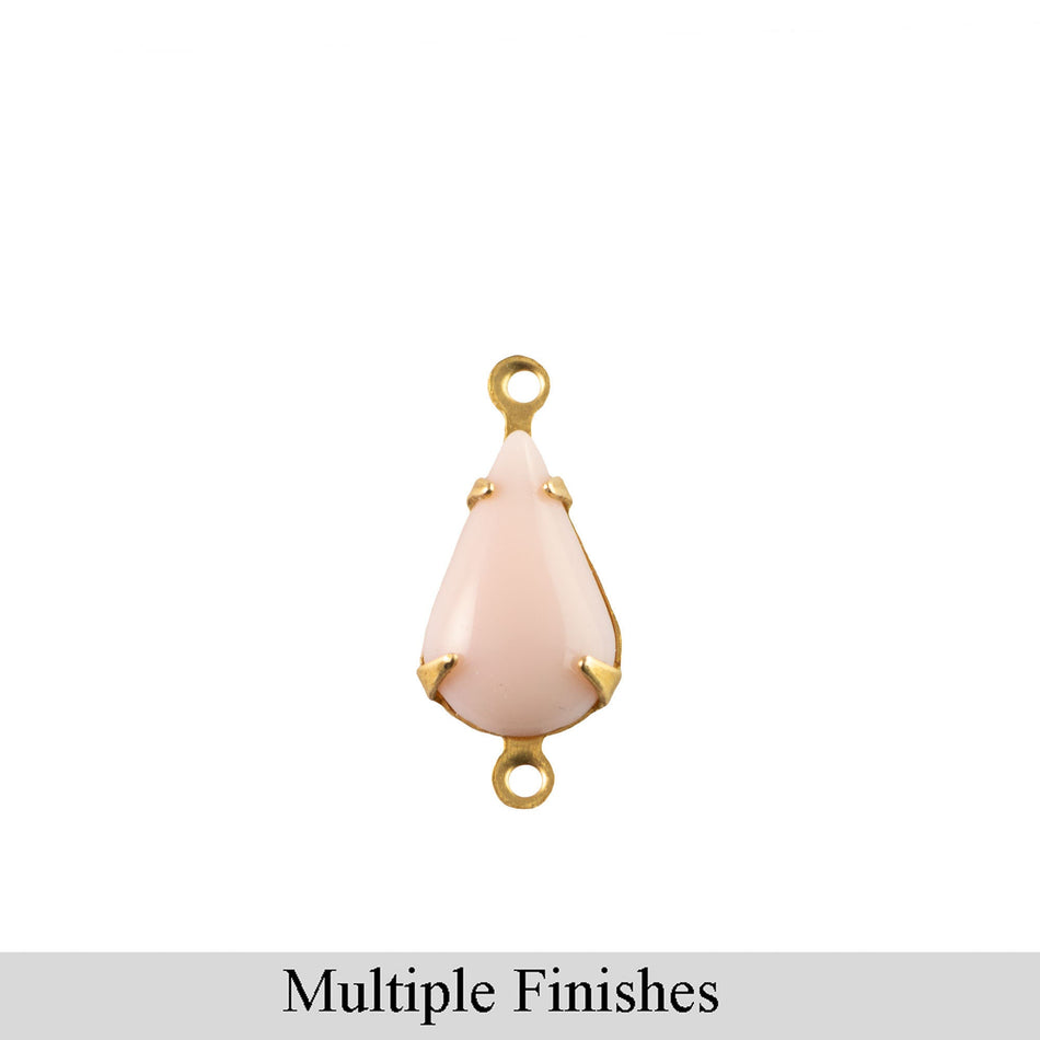 13x8mm Pink Glass Teardrop Stone in 2 Loop Setting