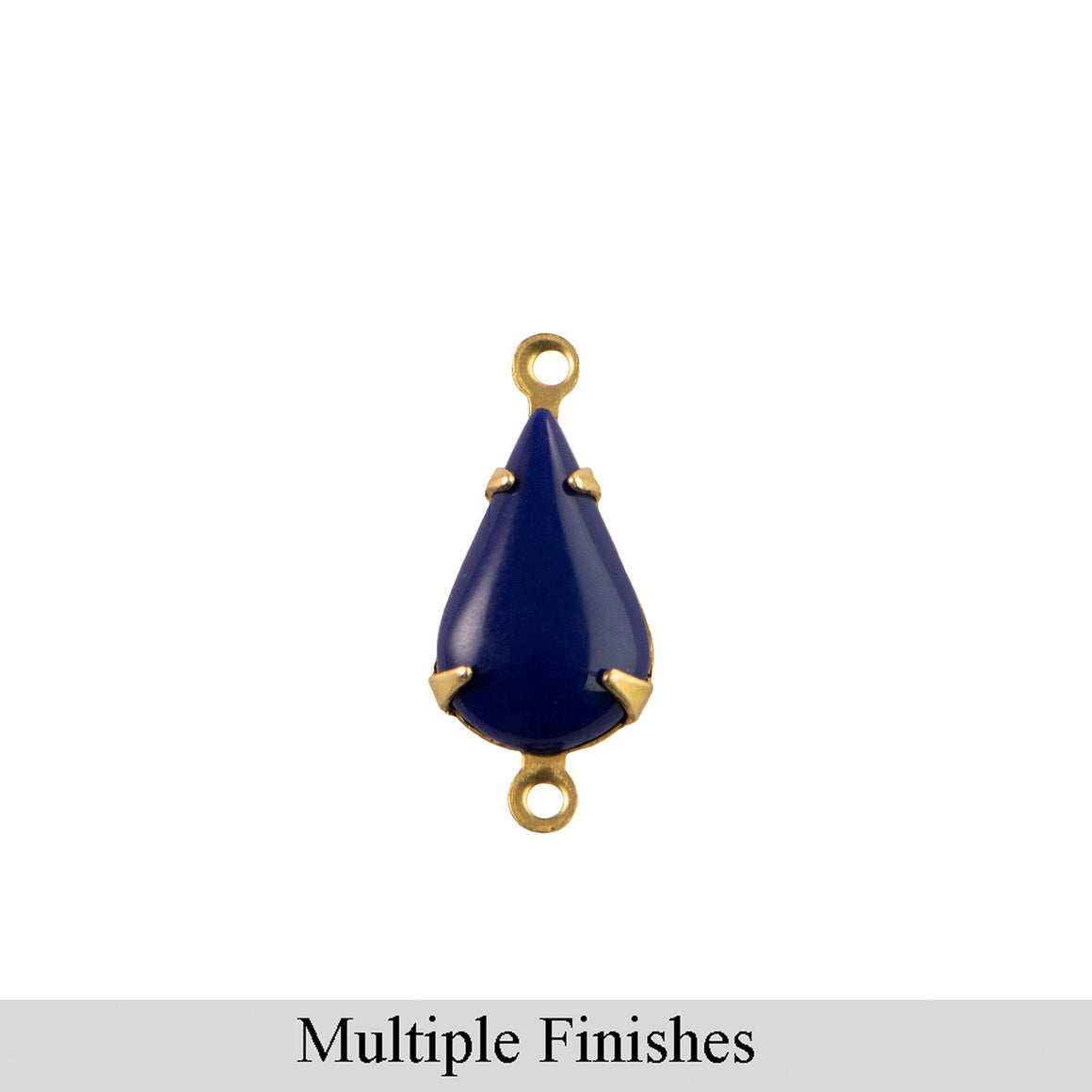 13x8mm Navy Glass Teardrop Stone in 2 Loop Setting