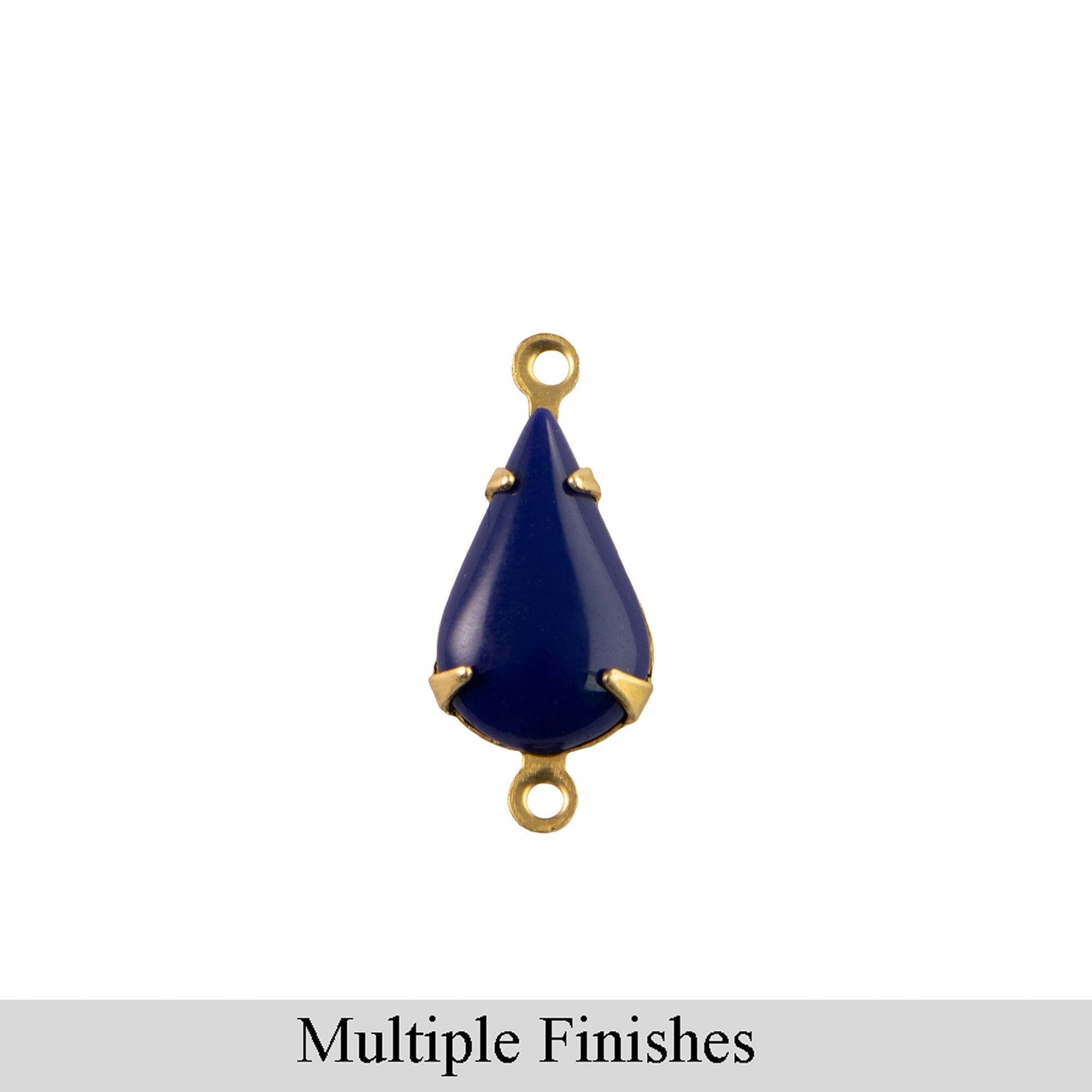 13x8mm Navy Glass Teardrop Stone in 2 Loop Setting