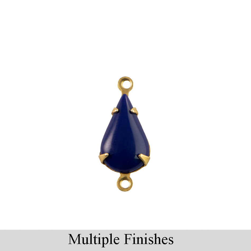 13x8mm Navy Glass Teardrop Stone in 2 Loop Setting