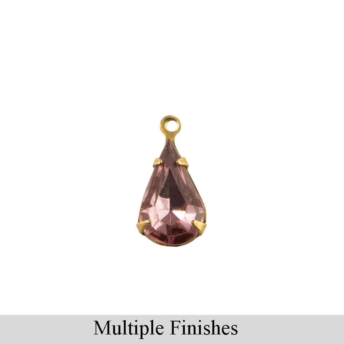 13x8mm Light Amethyst Faceted Glass Teardrop Stone in 1 Loop Setting