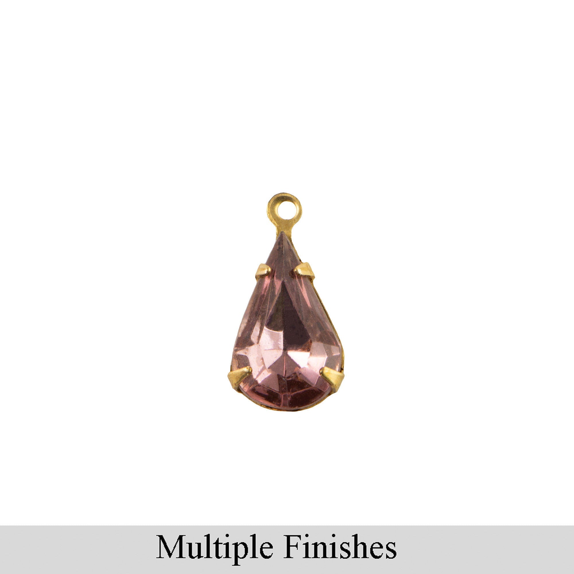 13x8mm Light Amethyst Faceted Glass Teardrop Stone in 1 Loop Setting