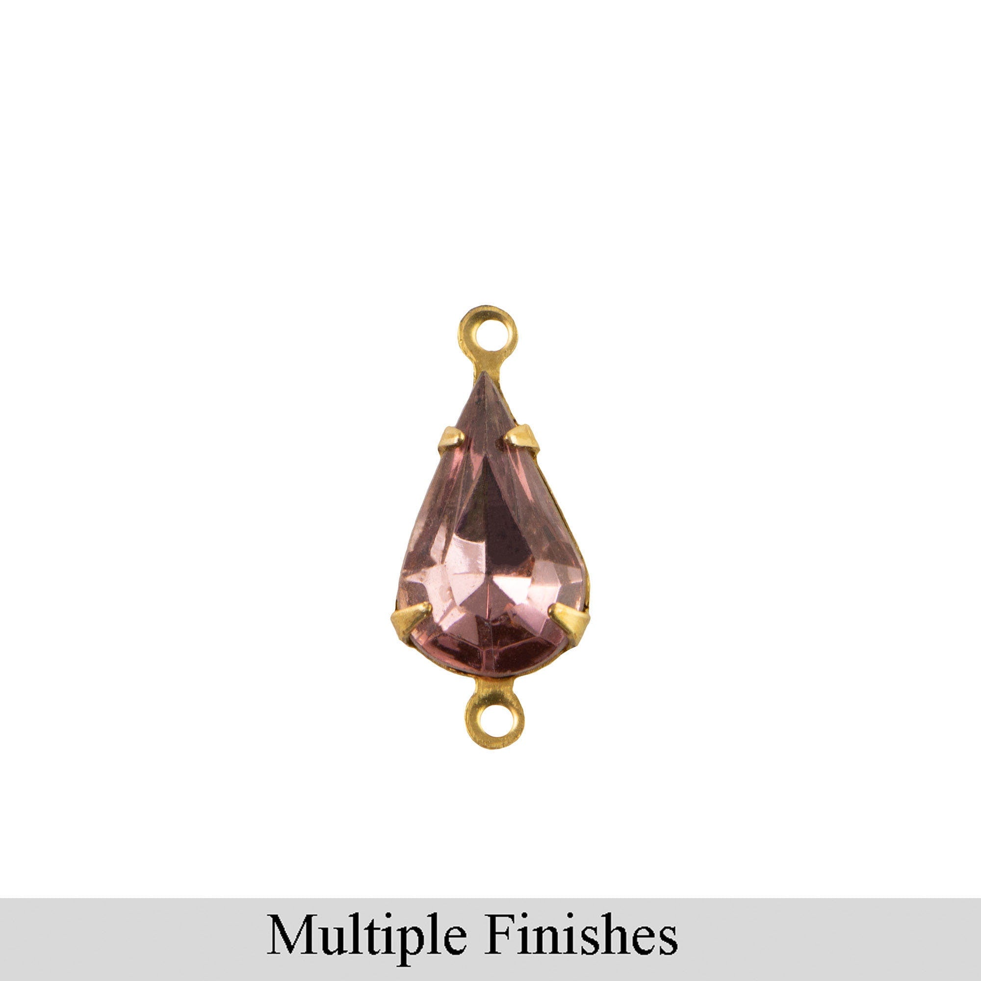 13x8mm Light Amethyst Faceted Glass Teardrop Stone in 2 Loop Setting