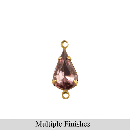 13x8mm Light Amethyst Faceted Glass Teardrop Stone in 2 Loop Setting