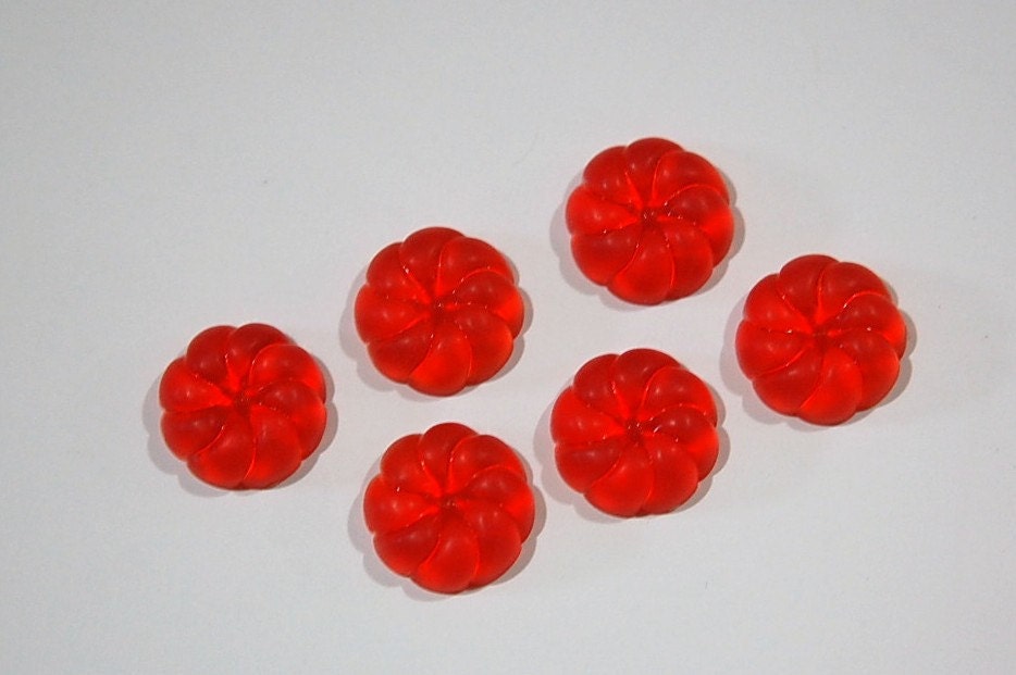 Vintage Orange Swirled Flower Like Acrylic Cabochon 13mm cab383