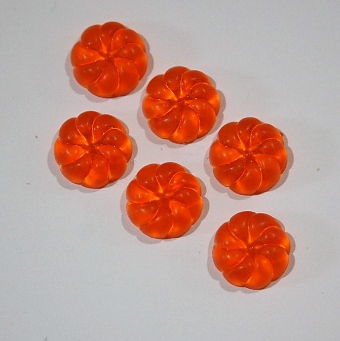 Vintage Tangerine Orange Swirled Flower Like Acrylic Cabochon 13mm cab383A