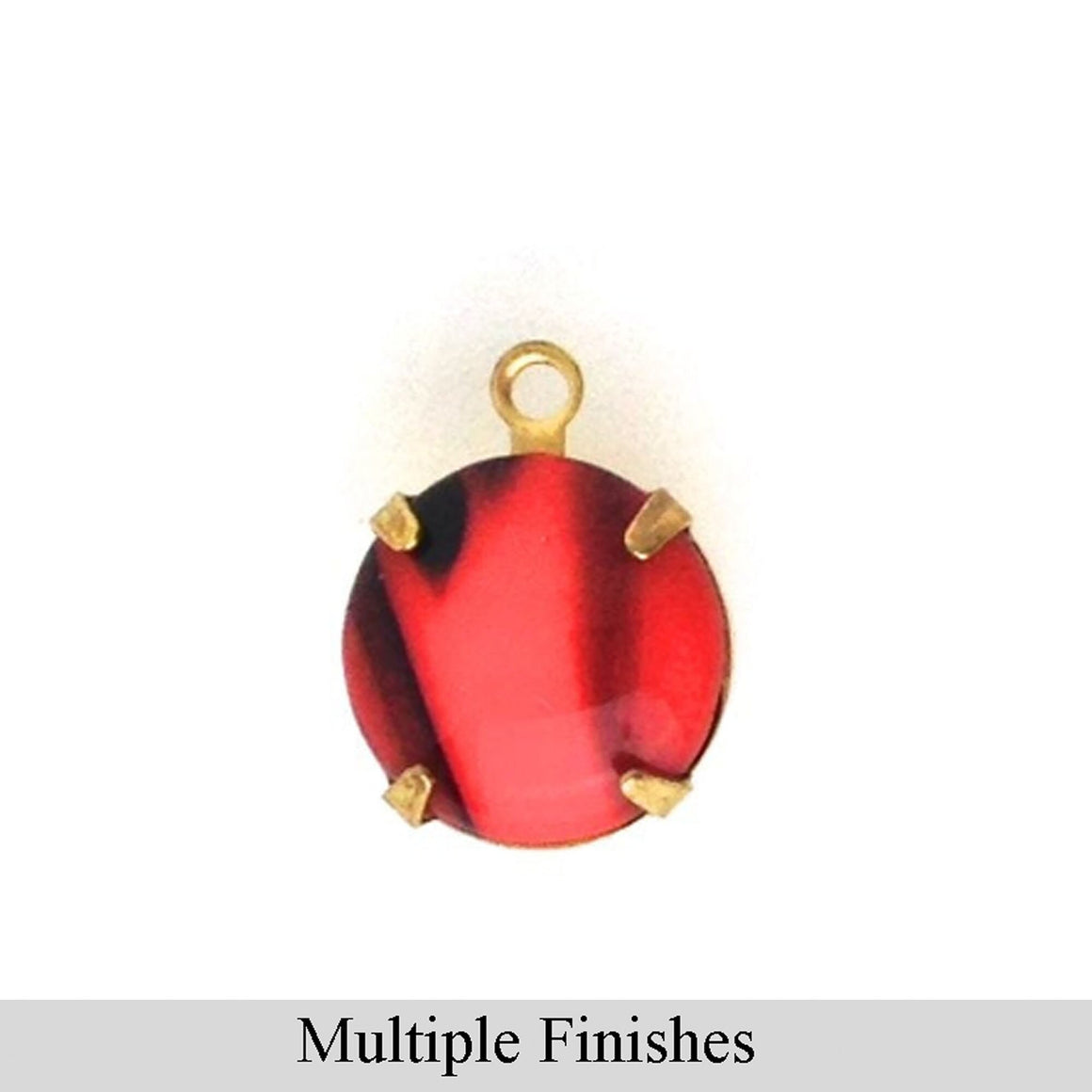 48ss Red with Black Glass Round Stone in 1 Loop Setting