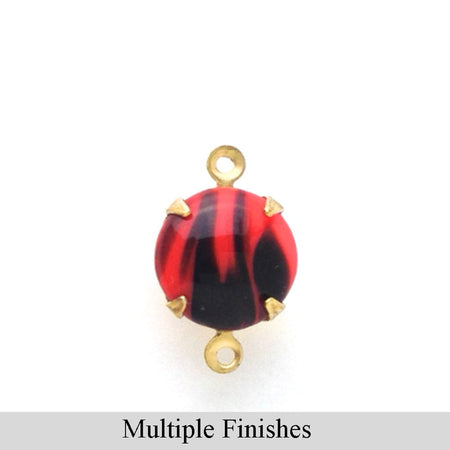 48ss Red with Black Glass Round Stone in 2 Loop Setting
