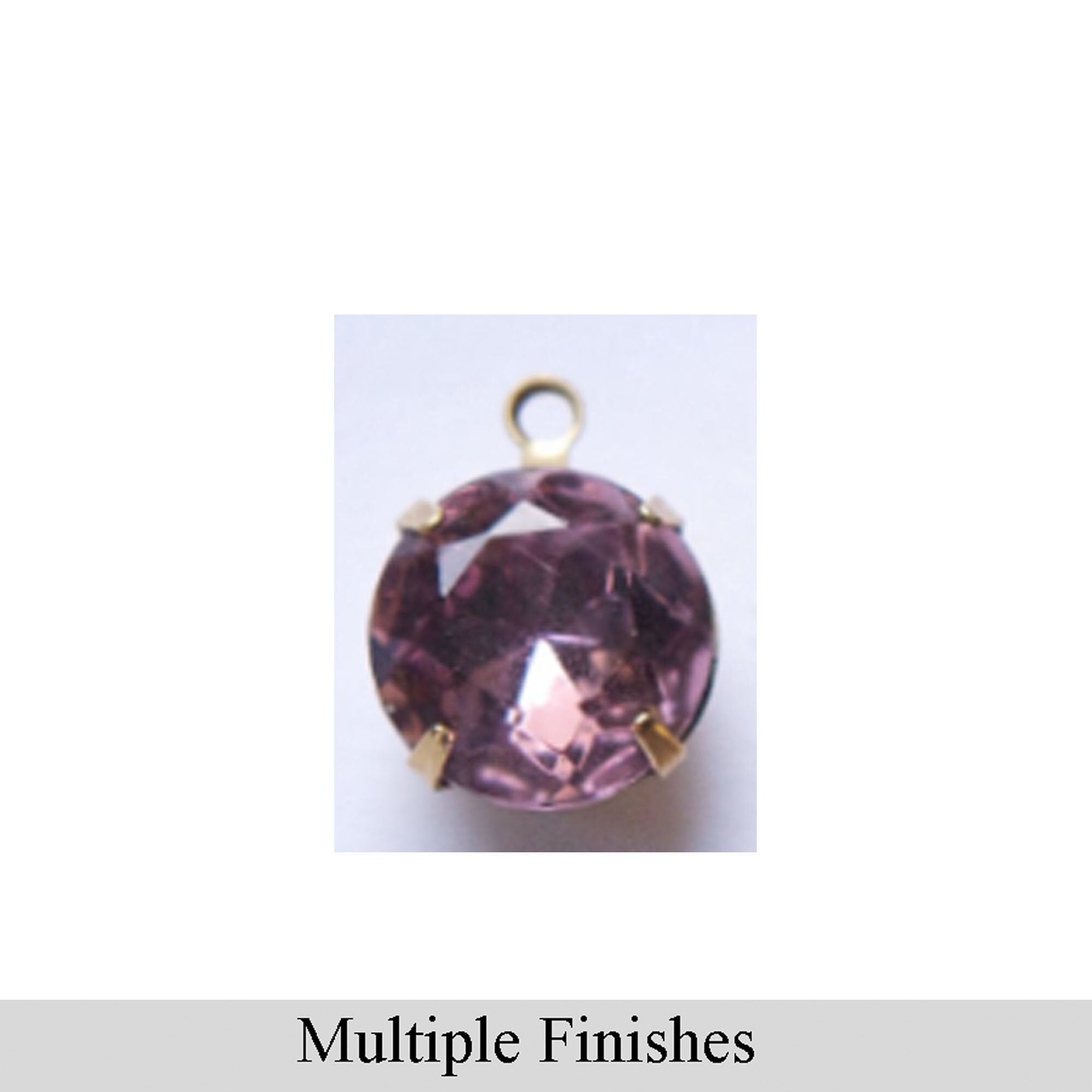 48ss Light Amethyst Faceted Glass Round Stone in 1 Loop Setting