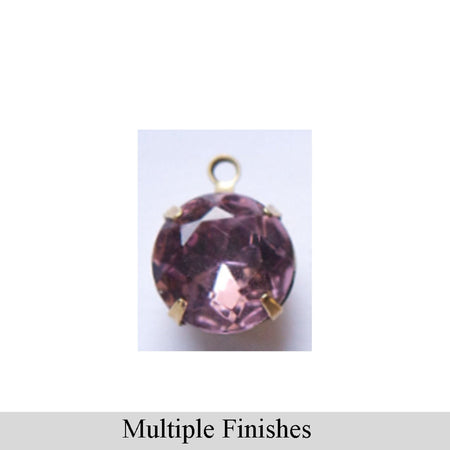 48ss Light Amethyst Faceted Glass Round Stone in 1 Loop Setting