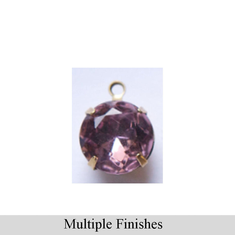 48ss Light Amethyst Faceted Glass Round Stone in 1 Loop Setting