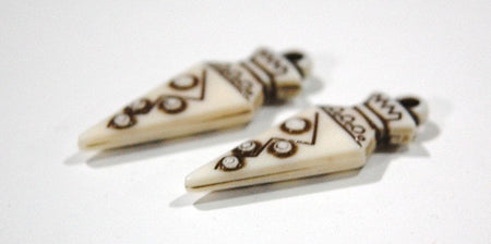 Vintage Brown and Off White Tribal Acrylic Pendant Drops pnd097