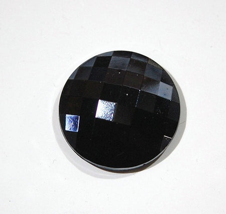 Vintage Black Faceted Hematite Finish Glass Cabochon Germany cab179