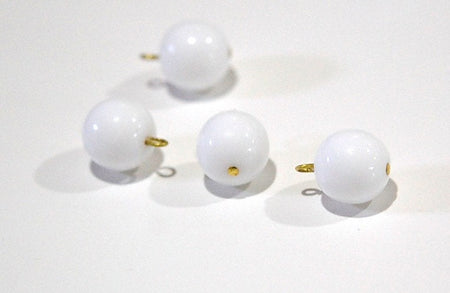 1 Loop White Smooth Glass Drops Czech Beads 12mm (4) drp086
