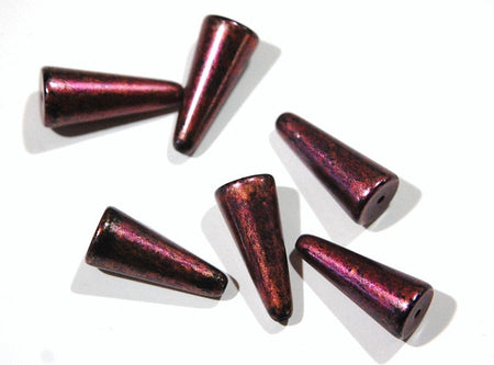 Vintage Metallic Pink with Black Triangle Teardrop Acrylic Beads (6) bds311
