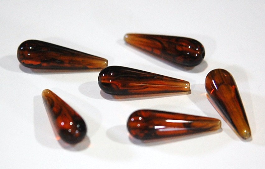 Vintage Acrylic Tortoise Shell Teardrop Beads (6) bds141B